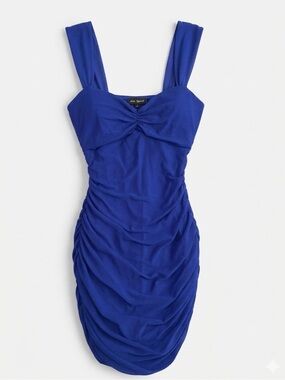 Lovely Day Blue Ruched Sleeveless Dress